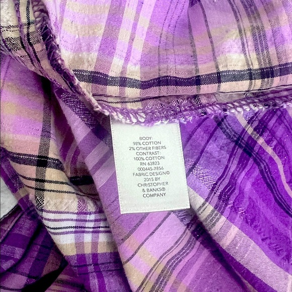 Christopher & Banks Purple Plaid Button Down Shirt - Picture 6 of 8